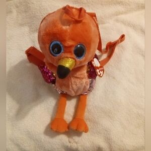 Ty Pink Flamingo Plush Backpack.